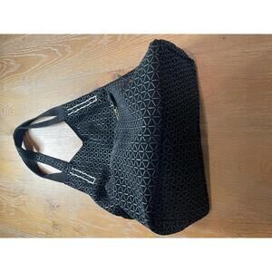 Suede geometric paneled  tote bag